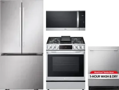 4 Piece Package Includes Refrigerator, Range, Microwave And Dishwasher