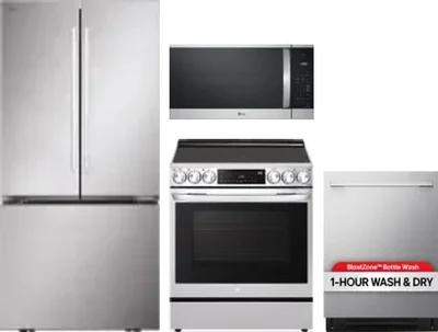 4 Piece Package Includes Refrigerator, Range, Microwave And Dishwasher