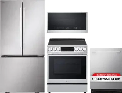 4 Piece Package Includes Refrigerator, Range, Microwave And Dishwasher