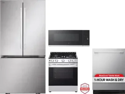 4 Piece Package Includes Refrigerator, Range, Microwave And Dishwasher