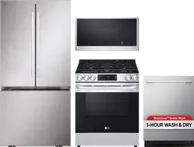 4 Piece Package Includes Refrigerator, Range, Microwave And Dishwasher