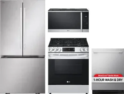 4 Piece Package Includes Refrigerator, Range, Microwave And Dishwasher