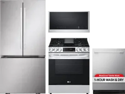 4 Piece Package Includes Refrigerator, Range, Microwave And Dishwasher