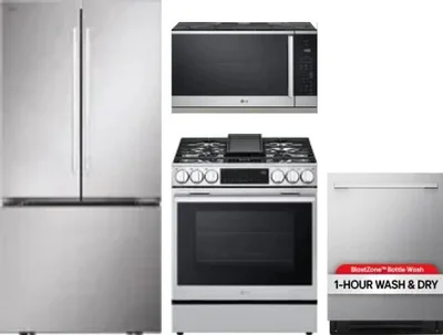 4 Piece Package Includes Refrigerator, Range, Microwave And Dishwasher