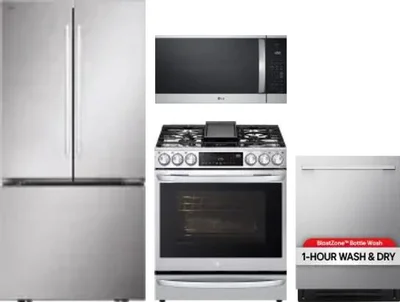4 Piece Package Includes Refrigerator, Range, Microwave And Dishwasher