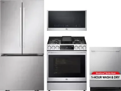4 Piece Package Includes Refrigerator, Range, Microwave And Dishwasher