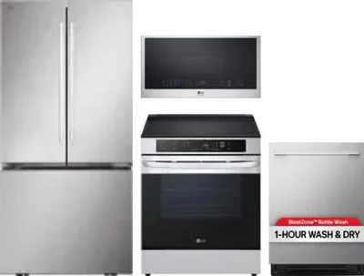 4 Piece Package Includes Refrigerator, Range, Microwave And Dishwasher