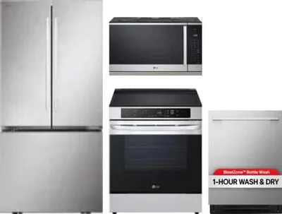 4 Piece Package Includes Refrigerator, Range, Microwave And Dishwasher