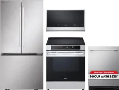 4 Piece Package Includes Refrigerator, Range, Microwave And Dishwasher