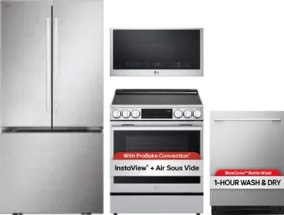 4 Piece Package Includes Refrigerator, Range, Microwave And Dishwasher