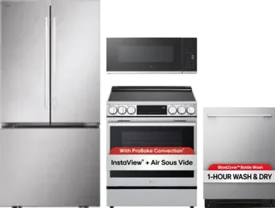 4 Piece Package Includes Refrigerator, Range, Microwave And Dishwasher
