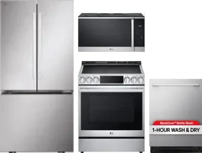 4 Piece Package Includes Refrigerator, Range, Microwave And Dishwasher