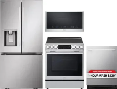 4 Piece Package Includes Refrigerator, Range, Microwave And Dishwasher