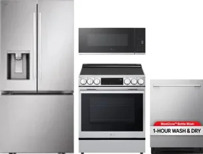 4 Piece Package Includes Refrigerator, Range, Microwave And Dishwasher