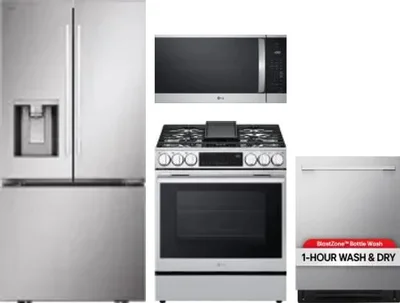 4 Piece Package Includes Refrigerator, Range, Microwave And Dishwasher