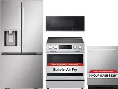 4 Piece Package Includes Refrigerator, Range, Microwave And Dishwasher