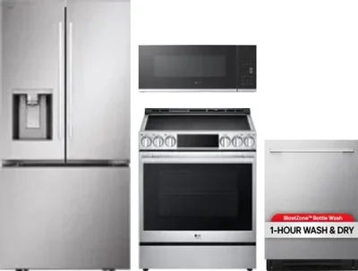 4 Piece Package Includes Refrigerator, Range, Microwave And Dishwasher