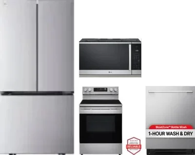 4 Piece Package Includes Refrigerator, Range, Microwave And Dishwasher