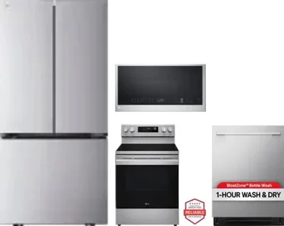 4 Piece Package Includes Refrigerator, Range, Microwave And Dishwasher