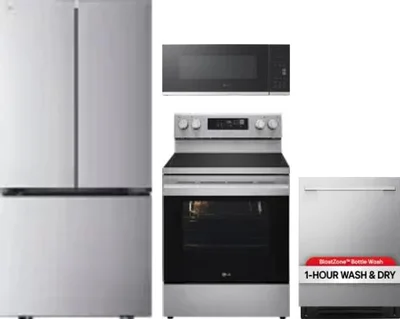 4 Piece Package Includes Refrigerator, Range, Microwave And Dishwasher