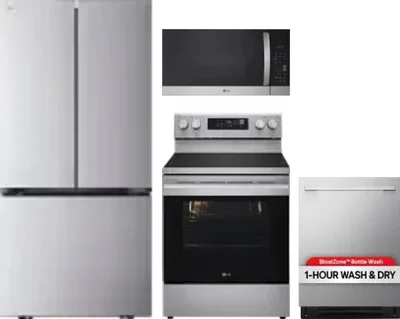 4 Piece Package Includes Refrigerator, Range, Microwave And Dishwasher