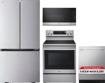 4 Piece Package Includes Refrigerator, Range, Microwave And Dishwasher
