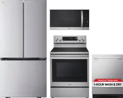 4 Piece Package Includes Refrigerator, Range, Microwave And Dishwasher