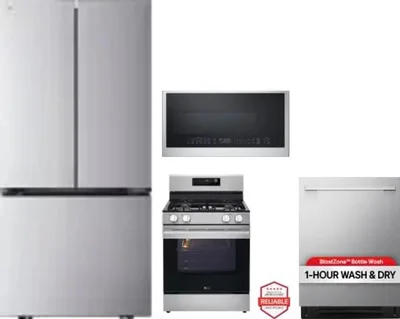 4 Piece Package Includes Refrigerator, Range, Microwave And Dishwasher