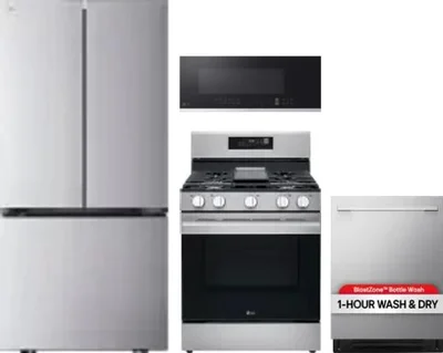 4 Piece Package Includes Refrigerator, Range, Microwave And Dishwasher