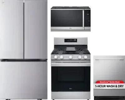 4 Piece Package Includes Refrigerator, Range, Microwave And Dishwasher