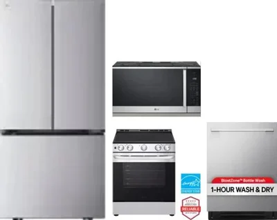 4 Piece Package Includes Refrigerator, Range, Microwave And Dishwasher