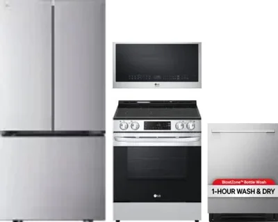 4 Piece Package Includes Refrigerator, Range, Microwave And Dishwasher