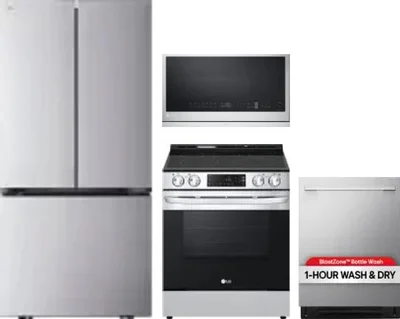4 Piece Package Includes Refrigerator, Range, Microwave And Dishwasher