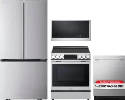4 Piece Package Includes Refrigerator, Range, Microwave And Dishwasher