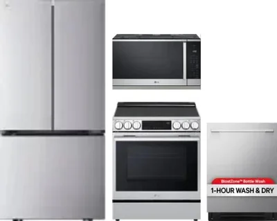 4 Piece Package Includes Refrigerator, Range, Microwave And Dishwasher