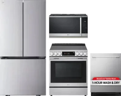 4 Piece Package Includes Refrigerator, Range, Microwave And Dishwasher