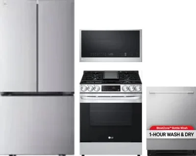 4 Piece Package Includes Refrigerator, Range, Microwave And Dishwasher