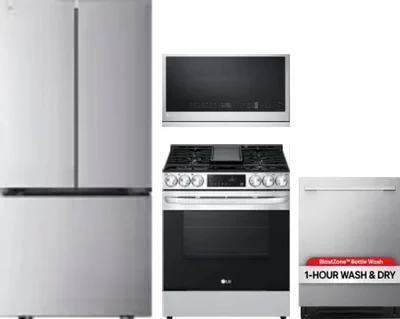 4 Piece Package Includes Refrigerator, Range, Microwave And Dishwasher