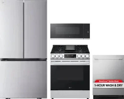 4 Piece Package Includes Refrigerator, Range, Microwave And Dishwasher
