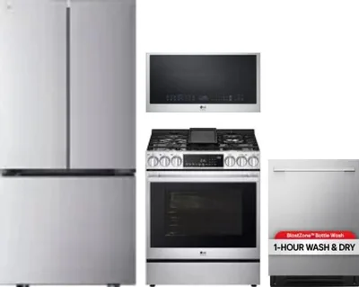 4 Piece Package Includes Refrigerator, Range, Microwave And Dishwasher