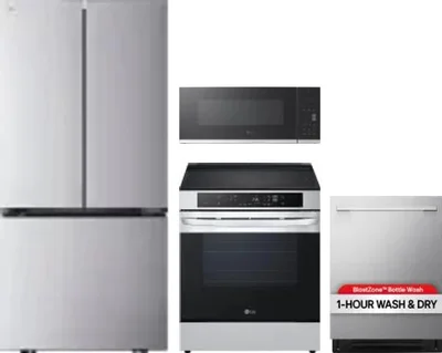 4 Piece Package Includes Refrigerator, Range, Microwave And Dishwasher