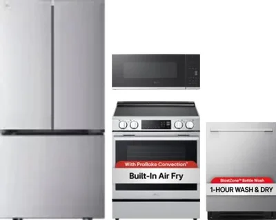 4 Piece Package Includes Refrigerator, Range, Microwave And Dishwasher
