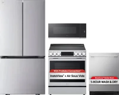 4 Piece Package Includes Refrigerator, Range, Microwave And Dishwasher