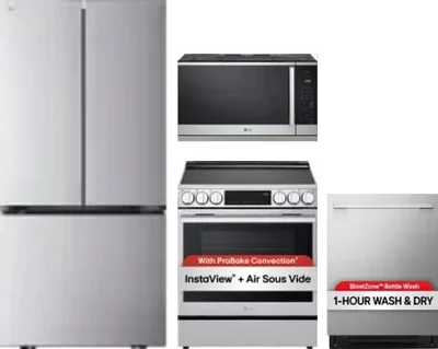 4 Piece Package Includes Refrigerator, Range, Microwave And Dishwasher