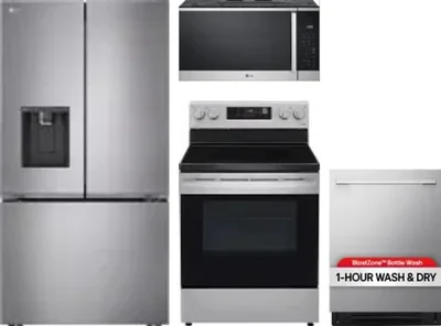 4 Piece Package Includes Refrigerator, Range, Microwave And Dishwasher