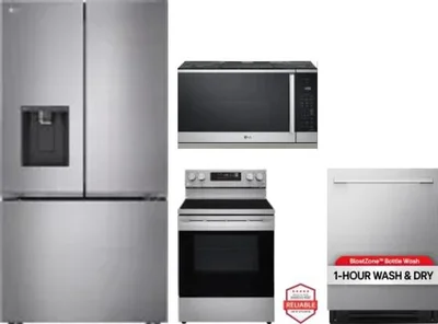 4 Piece Package Includes Refrigerator, Range, Microwave And Dishwasher