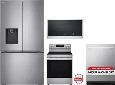 4 Piece Package Includes Refrigerator, Range, Microwave And Dishwasher