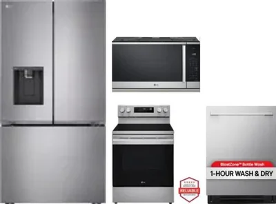 4 Piece Package Includes Refrigerator, Range, Microwave And Dishwasher