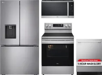 4 Piece Package Includes Refrigerator, Range, Microwave And Dishwasher