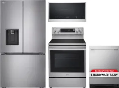 4 Piece Package Includes Refrigerator, Range, Microwave And Dishwasher